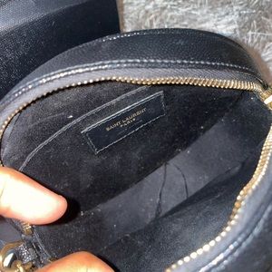 Ysl vinyl round camera bag quilted grain